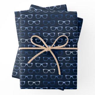 Navy Blue Hipster Glasses Pattern Nerd  Sheets