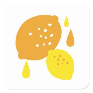 Navy Blue Lemon Art – Refreshing Citrus Design Square Sticker