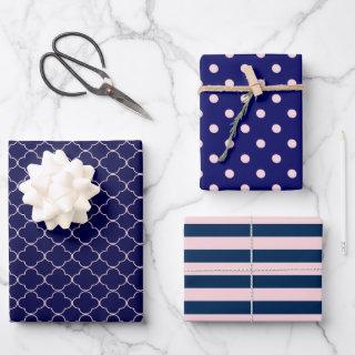 Navy Blue Pink Patterned  Sheets