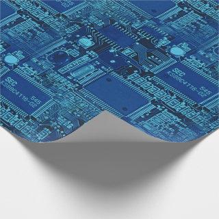 Navy & Blue Printed Circuit Pattern Cool Geeky