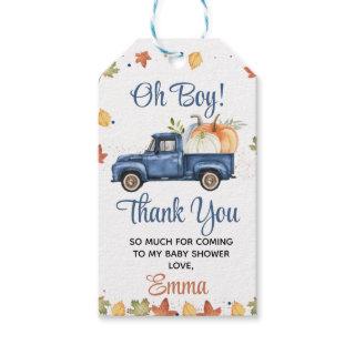 Navy Blue Pumpkin Truck Fall Baby Shower Gift Tags