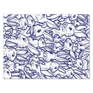 Navy Blue White Rabbit Bunny Large Pattern Tissue Paper