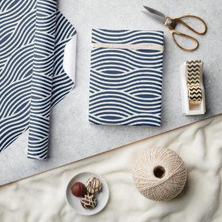 Navy Blue & White Wavy Pattern