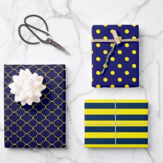 Navy Blue Yellow Patterned  Sheets