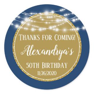 Navy Gold Birthday Thanks For Coming Favor Tags