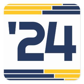 Navy & Gold Class of '24 Graduation Square Sticker