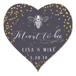 Navy Gold Dots Meant to Bee Honey Wedding Favor Heart Sticker