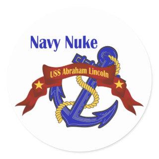 Navy Nuke ~ USS Abraham Lincoln Classic Round Sticker