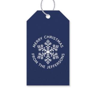 Navy Snowflake Christmas Gift Tags