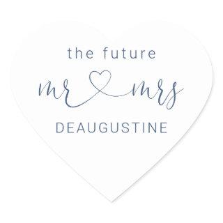 Navy The Future Mr and Mrs Heart Wedding Sticker