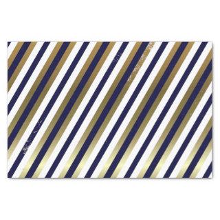 Navy, White, Gold Diagonal Stripe Tissue Paper