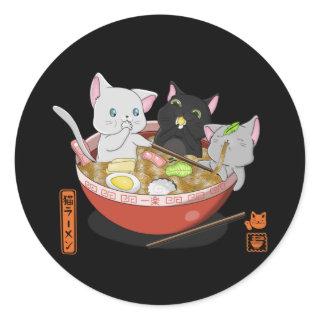 Neko Ramen cat Classic Round Sticker