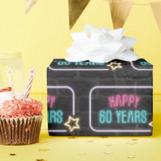 Neon 60th Birthday Marquee On Brick