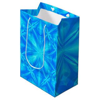 Neon Blue Turquoise Psychedelic Cloudy Abstract Medium Gift Bag
