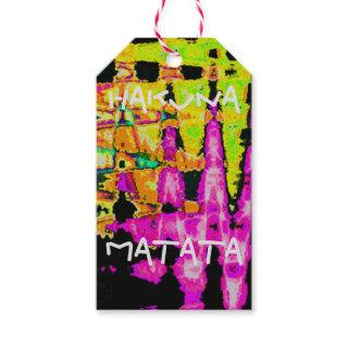 Neon Glitch Abstract Art Poster Print Gift Tags