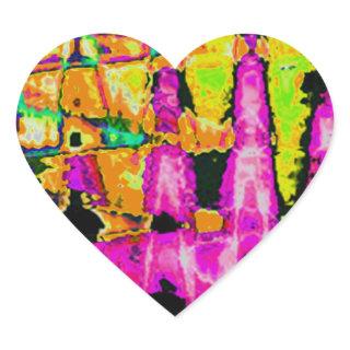 Neon Glitch Abstract Art Poster Print Heart Sticker