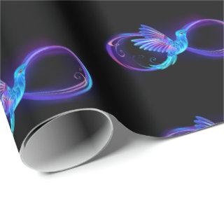 Neon Infinity Symbol with Glowing Hummingbird