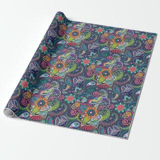 Neon Multicolor floral Paisley pattern