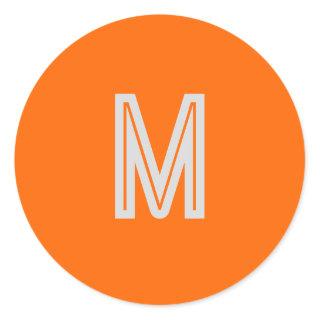 neon orange - add monogram   classic round sticker