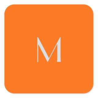 neon orange - add monogram   square sticker
