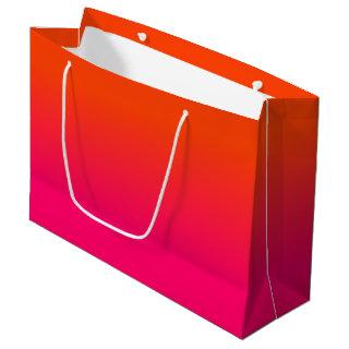 Neon Orange and Neon Pink Ombre Shade Color Fade Large Gift Bag