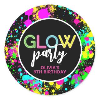 Neon paint glow birthday classic round sticker