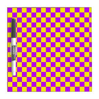 Neon Purple Yellow Checkered Checkerboard Vintage Dry Erase Board
