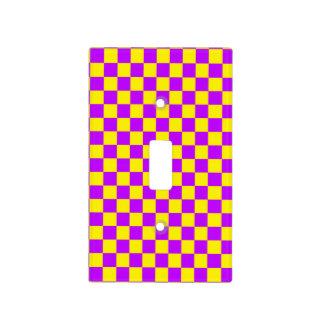 Neon Purple Yellow Checkered Checkerboard Vintage Light Switch Cover