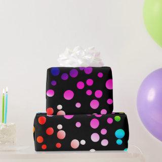 Neon Rainbow Polka Dots on Black