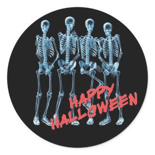 Neon Skeletons Happy Halloween Stickers