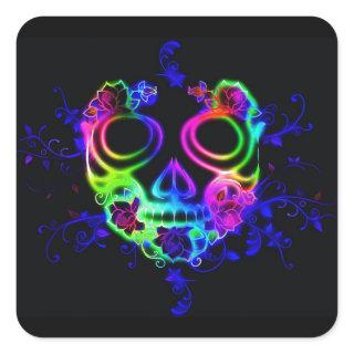 neon skull face stickers