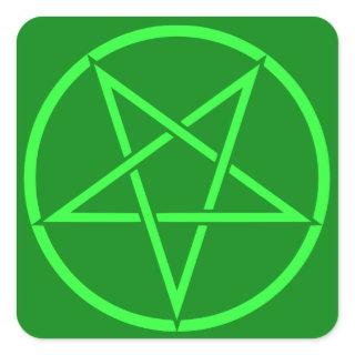 Neon style green Pentacle pentagram Square Sticker