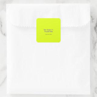 neon  yellow solid color -personalized square sticker