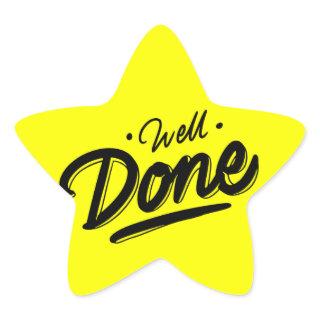 Neon Yellow Well Done Student Reward Star Sticker