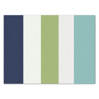Neptune, Seashell, Green and Navy Stripes  Tissue Paper
