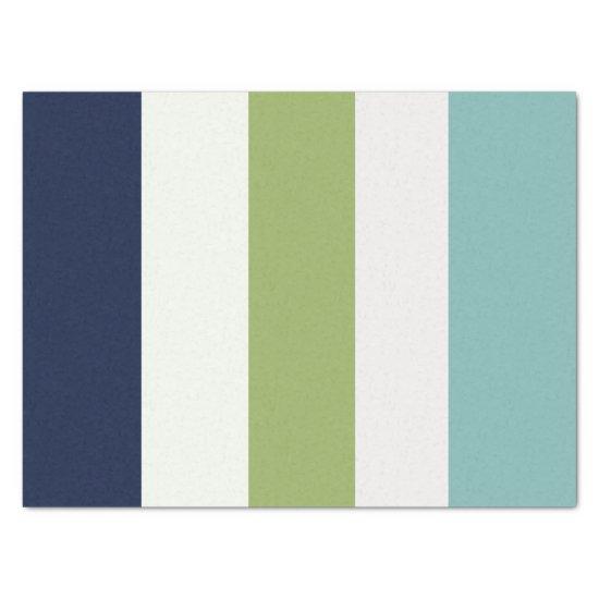 Neptune, Seashell, Green and Navy Stripes  Tissue Paper
