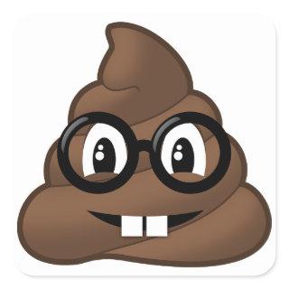 Nerd Glasses Poop Emoji Square Sticker