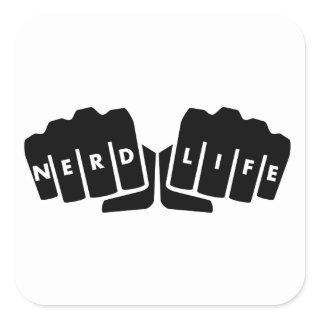 Nerd Life Knuckle Tattoo Square Sticker