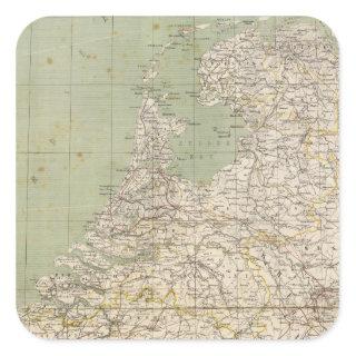 Netherlands and Belgium Atlas Map Square Sticker