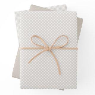 Neutral beige gingham and dots simple classic baby  sheets