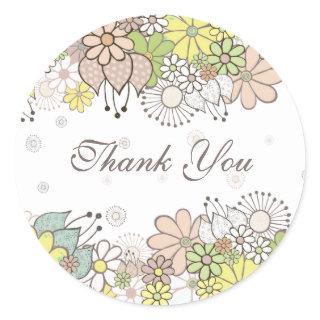 Neutral Blooms White Gift Thank You Label Sticker