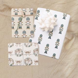 Neutral Christmas Nutcracker Monogram  Sheets
