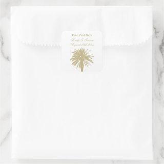 Neutral tan color palette elegant beach wedding square sticker