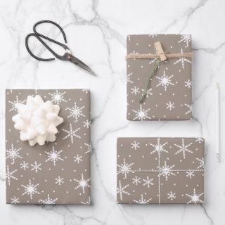 Neutral Taupe Winter Holiday Snowflake Pattern  Sheets