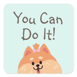 Never Give Up and Cute Puppy  Square Sticker