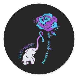 Never Give Up Happy Suicide Awareness Support Grap Classic Round Sticker