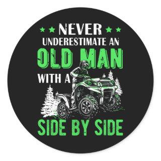 Never Underestimate An Old Man Offroad Utv Atv Sid Classic Round Sticker