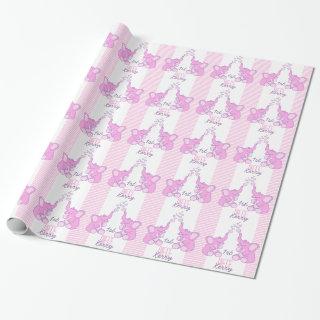 New baby shower niece name pink elephant wrap