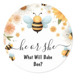 New Bug Daisy Bloom Rustic Busy Bee Gender Reveal Classic Round Sticker