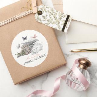 New Chapter Book Butterfly Pink Bridal Shower Classic Round Sticker